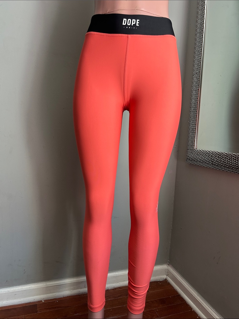 DOPE Coral Leggings with Black Logo Waistband